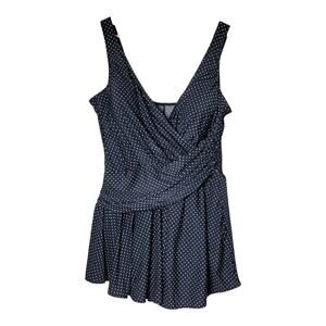 Miraclesuit Women's Black Swim Dress‎ Polka Dot Built-in Bra Swimwear
